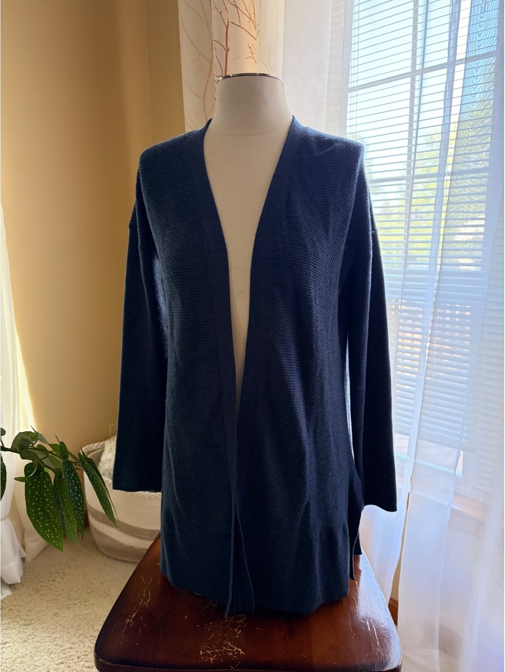 Women's Vineyard Vines blue open-front cardigan sweater SMALL Merino wool blend